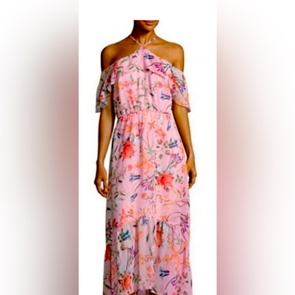 Bella & Sky Pink Floral Maxi Dress Size Petite Large - Picture 3 of 5